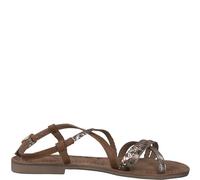 Tamaris Damen Sandaletten, Frauen Sandalen,Strandschuhe,Riemchensandalen,elegant,Leichter Absatz,Sommerschuhe,offene Schuhe,Cognac Comb,36 EU