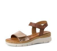 Keilsandalette TAMARIS, Damen, Gr. 38, braun (cognac, kombi), Leder, Lederimitat, modisch, Schuhe, Riemchensandale, Sommerschuh mit verstellbaren Klettverschlüssen (81147264-38) cognac, kombi