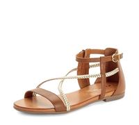 Tamaris Damen Sandaletten, Frauen Sandalen,TOUCHit-Fußbett,Heart and Sole,Lifestyle,klassisch,modern,Nieten,Schleifen,Rose,Cognac Comb,37 EU
