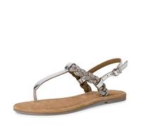 Tamaris Damen Sandaletten, Frauen Sandalen,TOUCHit-Fußbett,Sommersandalen,bequem,flach,Sommerschuhe,Freizeitschuhe,Silver Glam,37 EU