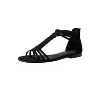 Tamaris Damen Sandaletten, Frauen Sandalen,TOUCHit-Fußbett,Strandschuhe,Sommersandalen,bequem,flach,Sommerschuhe,Freizeitschuhe,Black,37 EU