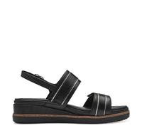 Tamaris Damen Sandaletten, Frauen Sandalen,Wechselfußbett,offene Schuhe,Strandschuhe,Sommersandalen,bequem,flach,Black/Gold,37 EU