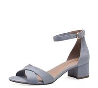 Sandalette TAMARIS, Damen, Gr. 37, blau (hellblau), Textil, Veloursleder, unifarben, Schuhe Sandalette, Blockabsastz, Sommerschuh, Riemchensandale mit Kreuzbandage (71829749-37)