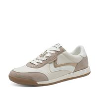 Sneaker TAMARIS, Damen, Gr. 40, beige (creme), Textil, Leder, Lederimitat, unifarben mit Farbeinsätzen, sportlich, Schuhe, Freizeitschuh, Halbschuh, Schnürschuh, weich gepolsterter Schaftrand, Topsell