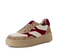 Sneaker TAMARIS "Tamaris Sneaker Veloursleder/Synthetik", Damen, Gr. 37, rot (beige, rot), Veloursleder, Synthetik, casual, Schuhe (56437008-37) beige, rot