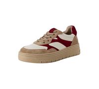 Sneaker TAMARIS "Tamaris Sneaker Veloursleder/Synthetik", Damen, Gr. 37, rot (beige, rot), Veloursleder, Synthetik, casual, Schuhe (56437008-37) beige, rot