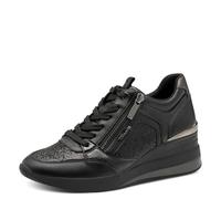 Keilsneaker TAMARIS, Damen, Gr. 39, schwarz kombiniert, Lacksynthetik, Lederimitat, Glitzer, kontrastfarbene Details, Schuhe, Freizeitschuh, Halbschuh, Schnürschuh mit Glitzerdetails (74870804-39) sch