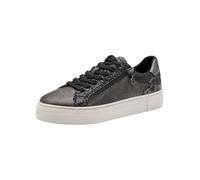 Plateausneaker TAMARIS, Damen, Gr. 38, silber (altsilberfarben), Lederimitat, Textil, Synthetik, Glitzer, metallic, animal-print, sportlich, Schuhe, Freizeitschuh, Halbschuh, Schnürer mit Besätzen und