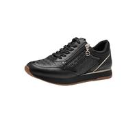 Plateausneaker TAMARIS, Damen, Gr. 36, schwarz (schwarz kombiniert), Lederimitat, Textil, Schuhe Plateausneaker, Freizeitschuh, Halbschuh, Schnürschuh mit dezenten Metallic-Details, Topseller (3592056