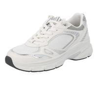 Plateausneaker TAMARIS, Damen, Gr. 39, weiß, silberfarben, Gummi, Lederimitat, Textil, metallic, Schuhe, Freizeitschuh, Halbschuh, Schnürer, Details in Metallicoptik (93640565-39) weiß, silberfarben