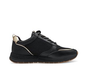 Tamaris Damen Schwarz Gold Fashion Schnür-Sneaker mit Reißverschluss EU 37