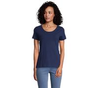 Tamaris Damen Slim T-Shirt mit tiefem Nackenausschnitt ALBA Blau L