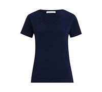 Tamaris Damen Slim T-Shirt mit tiefem Nackenausschnitt ALBA Blau M