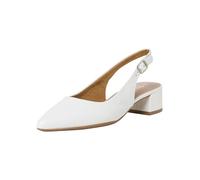 Tamaris Damen Sling Pump mit Blockabsatz Leder, weiß, 38 EU