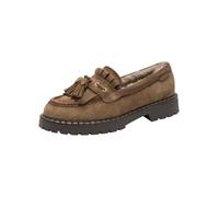 Tamaris Damen Slipper Leder | Weiches Futter und TOUCH-IT-Fußbett treffen auf dekorative Tasseln und eine 36 mm hohe Plateau-Sohle.