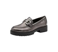 Tamaris Damen-Slipper PEWTER - Leder metallic Plateauschuhe Größe 38