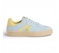Tamaris Damen-Sneaker aus blauem Leder mit gelben Streifen EU 38