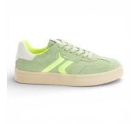 Tamaris Damen-Sneaker aus grünem Leder mit Neonstreifen US 39