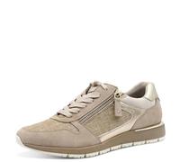 Tamaris Damen-Sneaker aus Leder und Stoff in Beige mit Reißverschluss, herausnehmbares Fußbett, bequeme Sohle, 23776