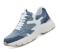 Keilsneaker TAMARIS, Damen, Gr. 37, blau (jeansblau, weiß), Lederimitat, Textil, kontrastfarbene Details, Schuhe, Plateaus, Freizeitschuh, Schnürschuh mit kontrastfarbenen Details (98683924-37) jeansb