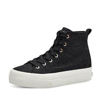 Tamaris Damen Sneaker High Textile Vegan; BLACK MACRAMEE/schwarz; 39
