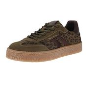 Tamaris Damen Sneaker Low flach, grün (Olive Leopard),40