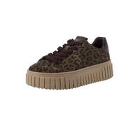 Tamaris Damen Sneaker Low flach, grün (Olive Leopard),42