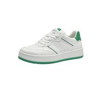 Tamaris Damen Sneaker Low Vegan; White/Green/weiß; 36