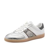Sneaker TAMARIS "Tamaris Sneaker Leder/Textil", Damen, Gr. 42, weiß, silber, Schuhe Sneaker (42112332-42) weiß, silber