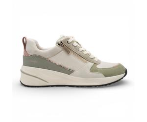 Tamaris Damen-Sneaker, weiß-grün, mit Plateau, Reißverschluss und Schnürung EU40