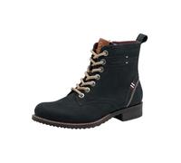 Tamaris Schnürboots (43006005) Leder/Textil, Blockabsatz, Kontrastnaht – Damen Navy Größe 40
