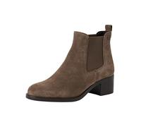 Chelseaboots TAMARIS, Damen, Gr. 37, grau (taupe), Veloursleder, Elastischer Einsatz, used, unifarben, klassisch, Schuhe, Blockabsatz, Stiefelette, Businessschuh in schmaler Form (85702845-37) taupe