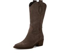 Westernstiefel TAMARIS, Damen, Gr. 36, taupe, Veloursleder, unifarben, Schuhe Cowboystiefel Reißverschlussstiefel, Blockabsatz, Cowboystiefel in spitzer Form (21281620-36) taupe