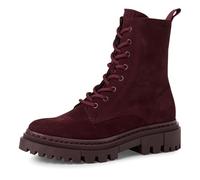 Schnürstiefelette TAMARIS "Tamaris Stiefelette Veloursleder", Damen, Gr. 41, rot (merlot), Veloursleder, casual, Schuhe (96435534-41) merlot