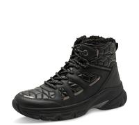 Winterboots TAMARIS, Damen, Gr. 38, schwarz, Lacksynthetik, Lederimitat, Nylon, kontrastfarbene Details, unifarben, Schuhe, Keilabsatz, Schnürboots mit abgesteppten Wattierungen (92188625-38) schwarz