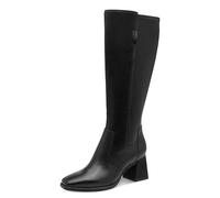 Stiefel TAMARIS, Damen, Gr. 39, Synthetik Textil, Normalschaft, beige (schwarz), Leder, Lederimitat, unifarben, Schuhe Stiefel, Blockabsatz, Langschaftstiefel in klassischer Karree-Form (99400809-39) 