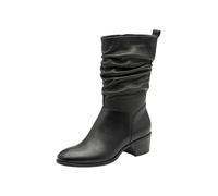 Tamaris Stiefel Damen Kurzstiefel Glattleder Blockabsatz Slouchy Falten Schwarz Gr. 40