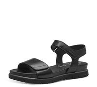 Tamaris Damen Wide Fit Damen Sandalen flach aus Leder mit Klettverschluss, schwarz (Black Nappa), 37 EU
