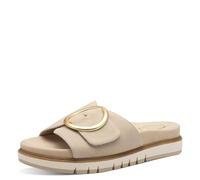Tamaris Damen Wide Fit Pantoletten flach mit Klettverschluss und Schnalle, beige (beige), 37 EU