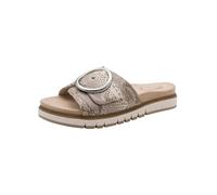 Tamaris Damen Wide Fit Pantoletten flach mit Klettverschluss und Schnalle, beige (beige Snake), 41 EU