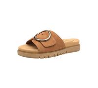 Tamaris Damen Wide Fit Pantoletten flach mit Klettverschluss und Schnalle, braun (Cognac Suede), 37 EU