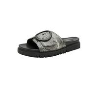 Tamaris Damen Wide Fit Pantoletten flach mit Klettverschluss und Schnalle, schwarz (Black Snake), 38 EU