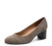Tamaris Damen Wide FIT Pumps mit Blockabsatz aus Leder, Taupe Suede, 38