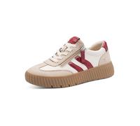 TAMARIS Comfort Damen Low Sneaker, BEIGE/RED, 41 EU
