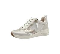 Tamaris Damen Wide FIT Sneaker Leder mit Keilabsatz, beige Glam, 39