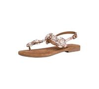 Tamaris Damen Zehentrenner, Frauen Sandalen,TOUCHit-Fußbett,offene Schuhe,Strandschuhe,Sommersandalen,bequem,flach,Rose METALLIC,37 EU