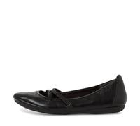 Ballerina TAMARIS "Caterina", Damen, Gr. 39 (5,5/6), schwarz, Lederimitat, Schuhe Ballerina, Flats, Festtagsmode, Slipper mit Gummizugriemchen, Topseller (895723-39) schwarz
