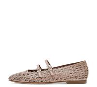 Tamaris Damen Ballerina mit Strap Leder flach, beige, 39 EU