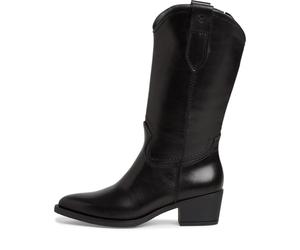 Tamaris Damenschuhe Cowboy-/ Bikerboots BLACK LEATHER BLACK LEATHER - Gr. - 38