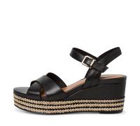 Tamaris Damenschuhe Keilsandaletten BLACK LEATHER BLACK LEATHER - Gr. - 39